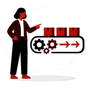 Illustration of an automated process pipeline, representing process automation services